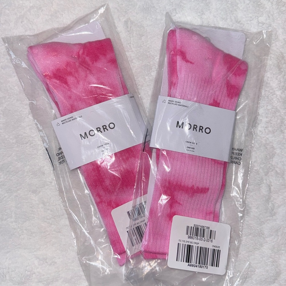 Pink tie-dye crew socks
